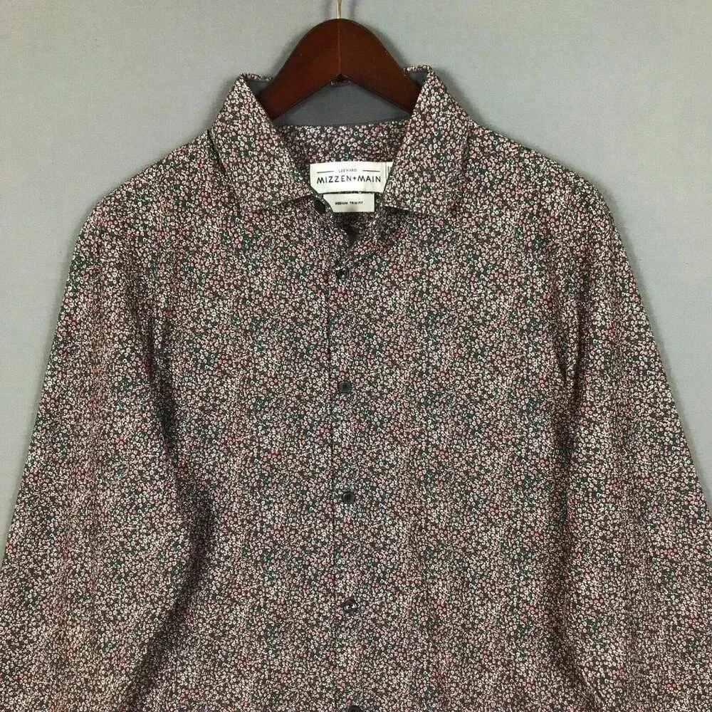 Mizzen + Main Leeward Trim Fit Long Sleeve Button Up Shirt Mens Size Medium M